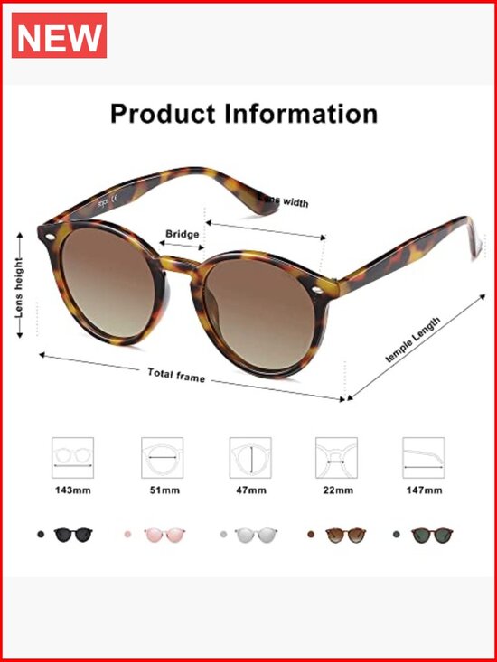 Retro Round Polarized Sunglasses UV400 Protection Classic Vintage main image 5